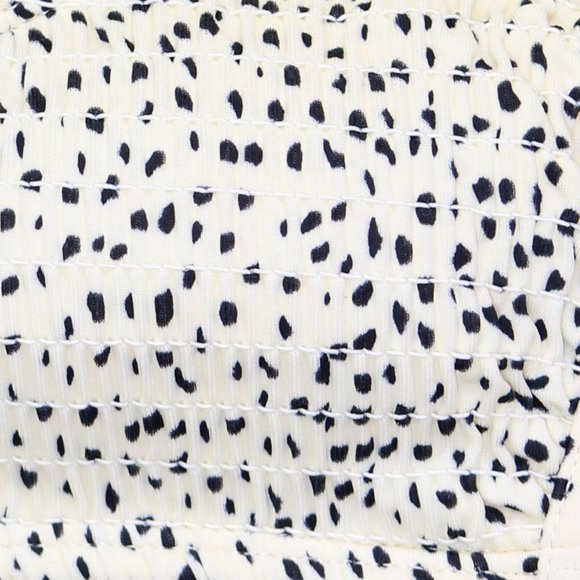NWT Xhilaration Women's Dot Smocked Bralette Bikini Top XS Cream / Black - Picture 6 of 8